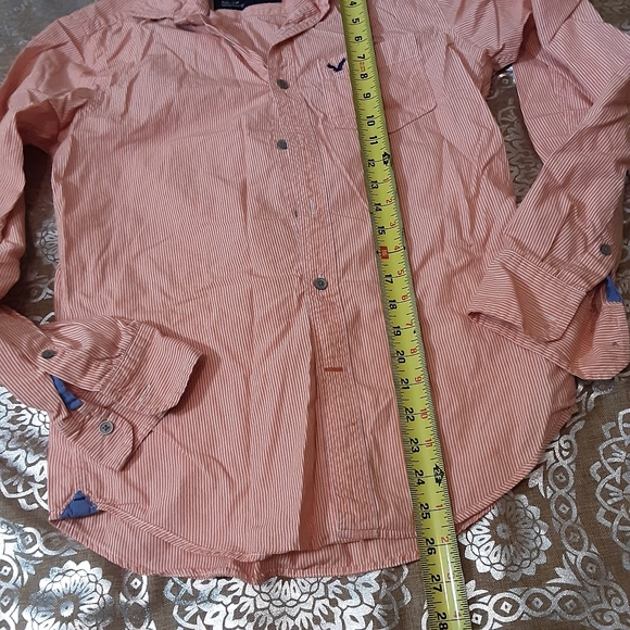 Mens American eagle outfiters long sleeve orange striped button up shirt  xs/tp - Picture 4 of 8